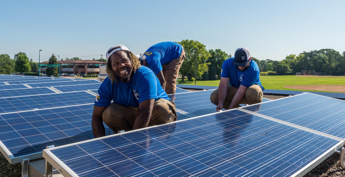 Minnesota solar installers on roof MnSEIA Impact Power Solutions