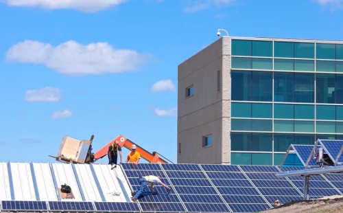 Solar panel installation in Maple Grove, Minnesota (jferrer via Getty Images)