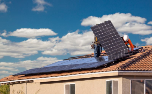 Solar panel on the roof