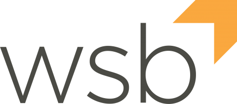 WSB & Associates Logo Grey Letters and Yellow Arrow Northeast